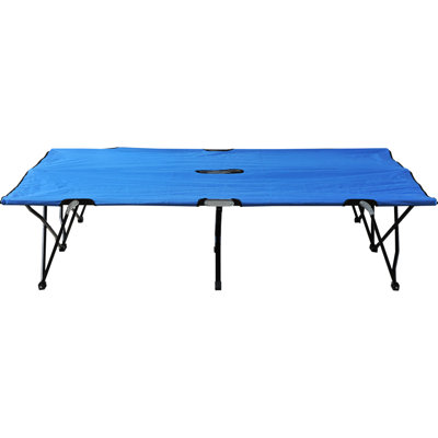 2 Person Camping Cot Bed - 50" Extra Wide Folding Portable With Carry Bag Elevated For Adults, Ideal Outdoor Pleasure, Beach, Hiking Blue 2 Adults Ext