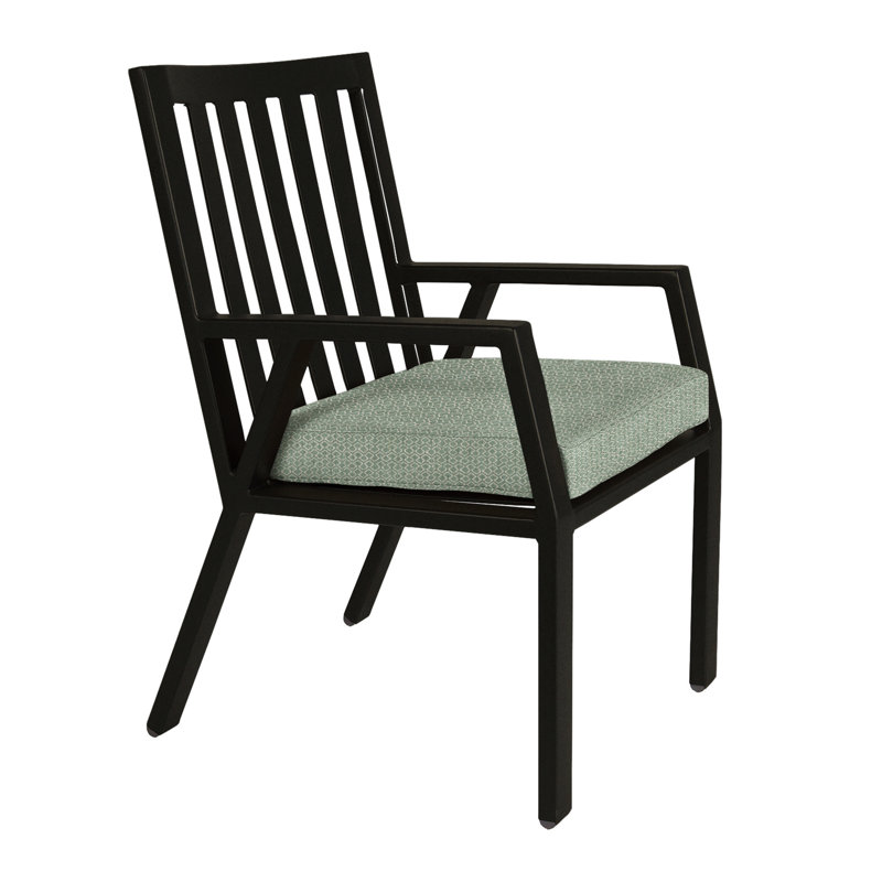 Aris Outdoor Dining Armchair, Carbon Black, Flagship Stone Sunbrella®