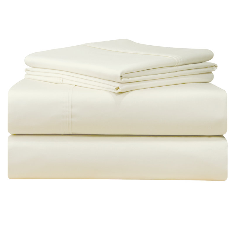 Ensemble de draps 100% coton 500 fils, Ensemble de draps pour taille de lit très grand a, Blanc