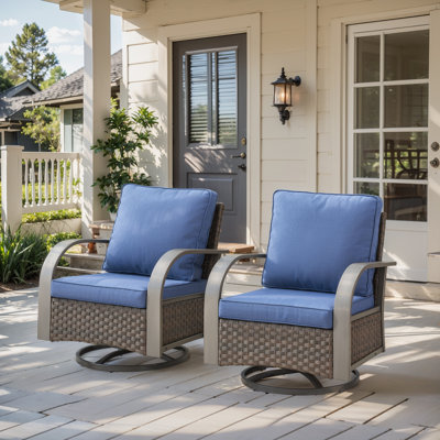 Wyland Industrial Style Outdoor Wicker Swivel Glider Chairs Set Of 2 by Latitude Run