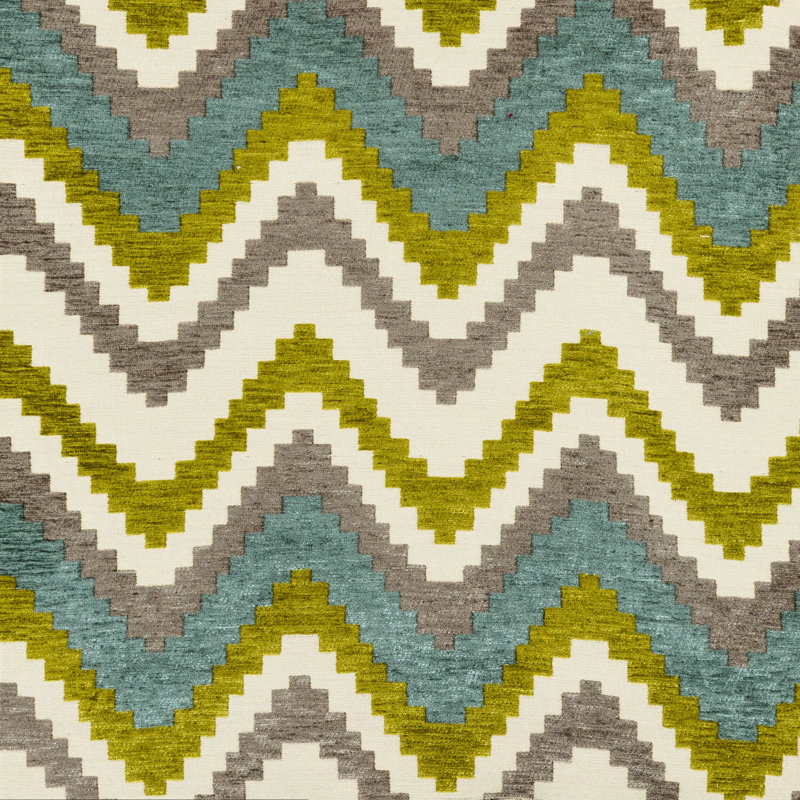 Lori Chevron Rectangular Cushion, 30 x 50cm, Blue/Lime Green/Grey