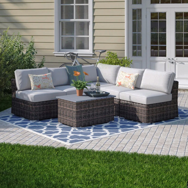 Lsi  Fully Assembled 4-Person Wicker Sofa With Cushions