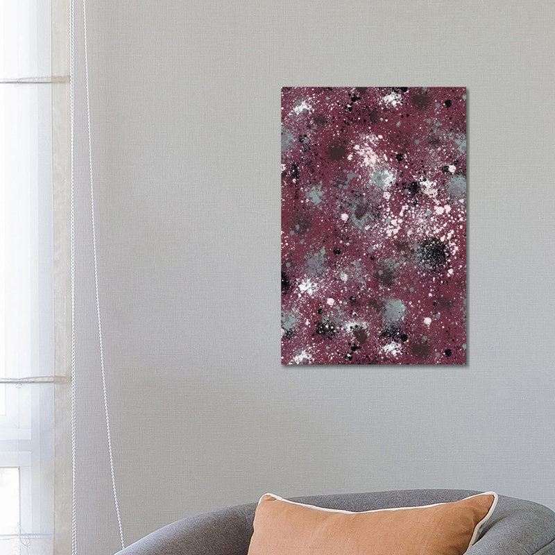 Ink Splatter Dust Burgundy by Ninola Design - No Frame Print on Canvas, 66.04 cm H x 45.72 cm W