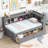 L-shaped Bookcases Bed with Power Outlets, USB Charging Ports,Two Drawers-976531672-976531673