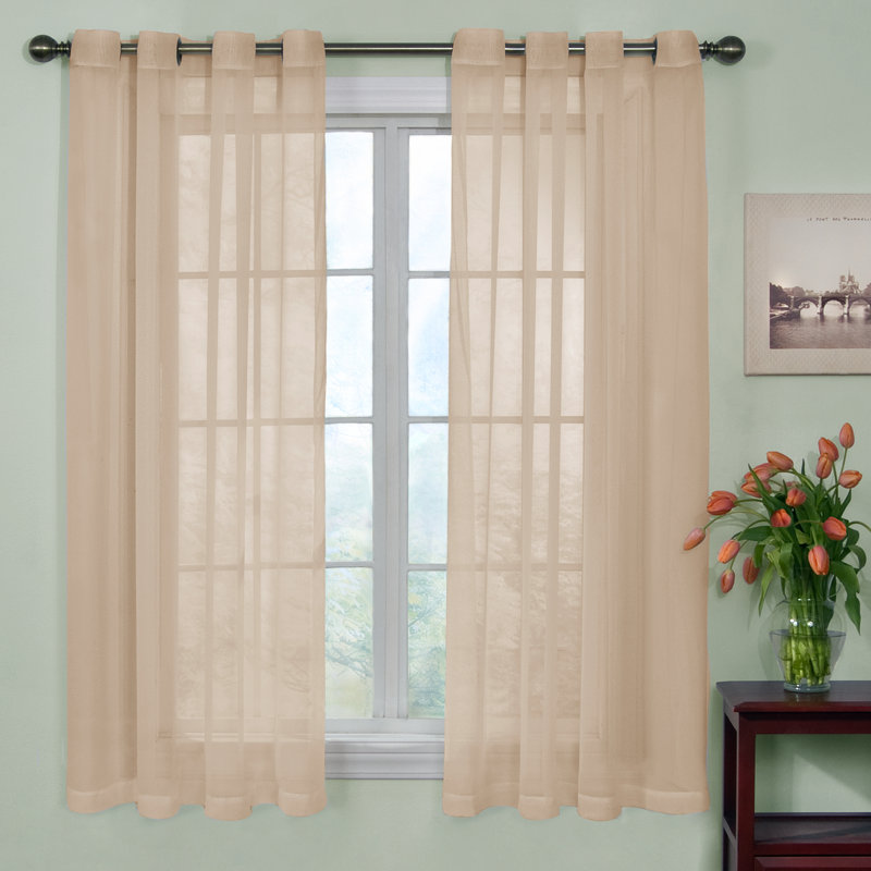 Diphda Sheer Curtain Single Panel, 59" W x 84" L, Latte