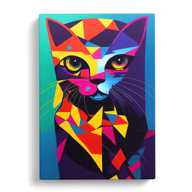 Colourful Abstract Cat Vol.3 - Wrapped Canvas, 76cm H x 50cm W x 3cm D