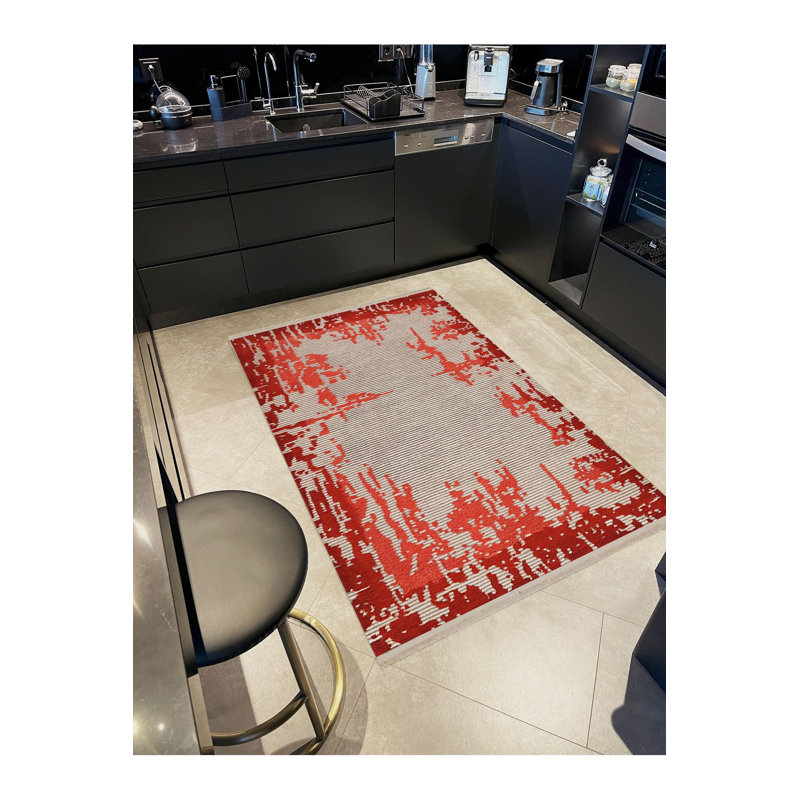 Tapis décoratif moderne abstrait lavable à la machine, Tapis de couloir 3 pi 3 po x 6 pi 7 po inclus