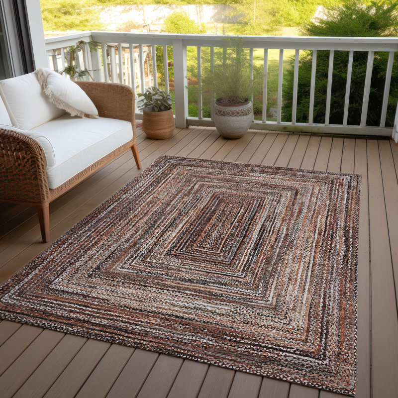 Machine Washable Indoor/Outdoor Xhevrie ACN1725 Terracotta Rug, Rectangle 10' x 14'