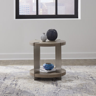 Euzelia Round End Table w/ Metal Legs