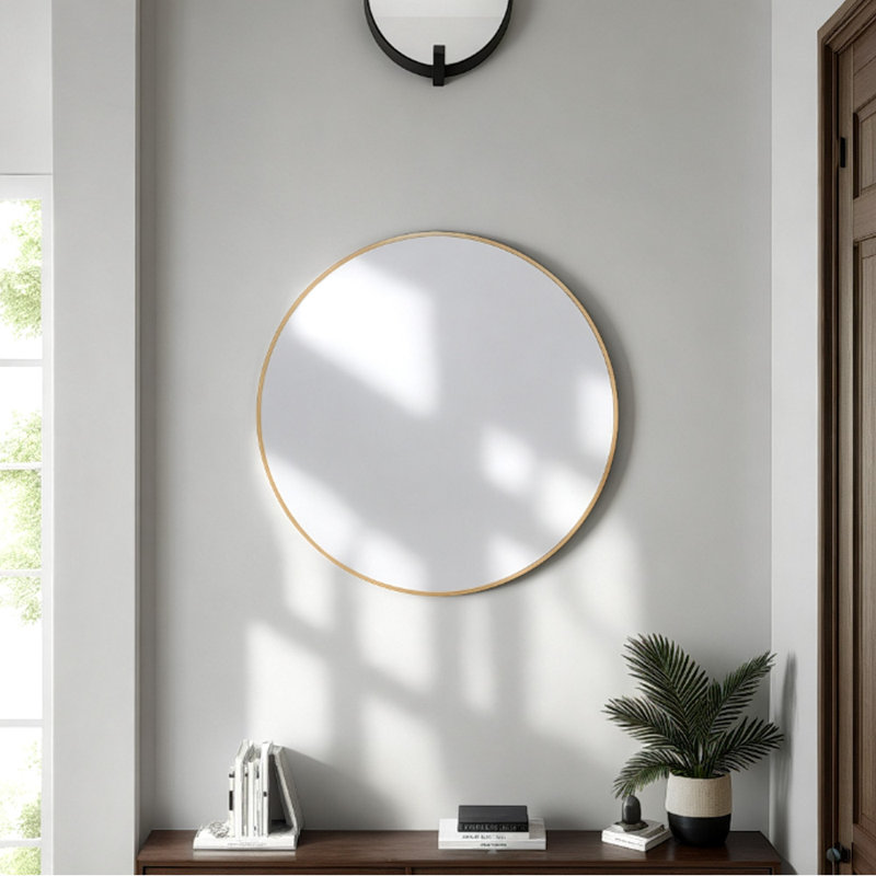 Miroir mural en aluminium, Doré, 24 po x 24 po