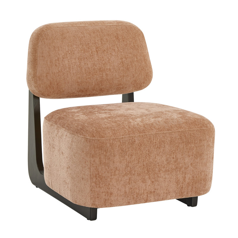 Chaise d'appoint moderne Solara avec structure en bois massif, Orange