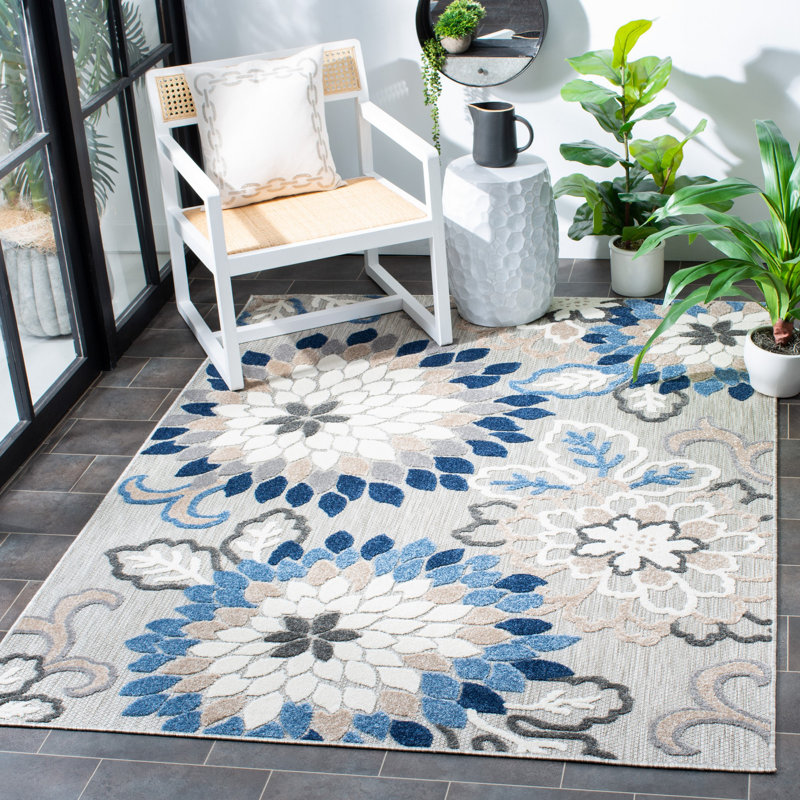Dellia Performance Floral Indoor/Outdoor Area Rug, Rectangle 5'3" x 7'6"