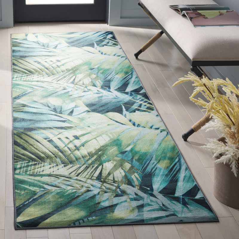 Tapis floral lavable à la machine Berdyne, Tapis de couloir 2 pi 6 po x 8 pi
