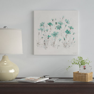 «Wildflowers III Turquoise», reproduction d'aquarelle sur toile