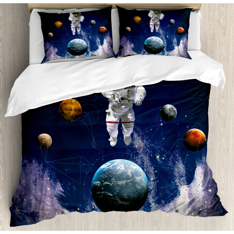 Astronaut Modern & Contemporary Polyester Duvet Cover, Queen