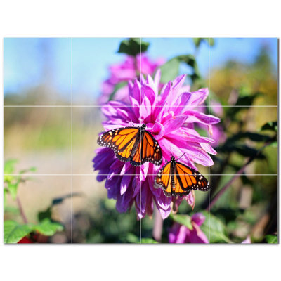Butterfly Photo 4.25'' x 4.25'' Satin Ceramic Decorative Mural