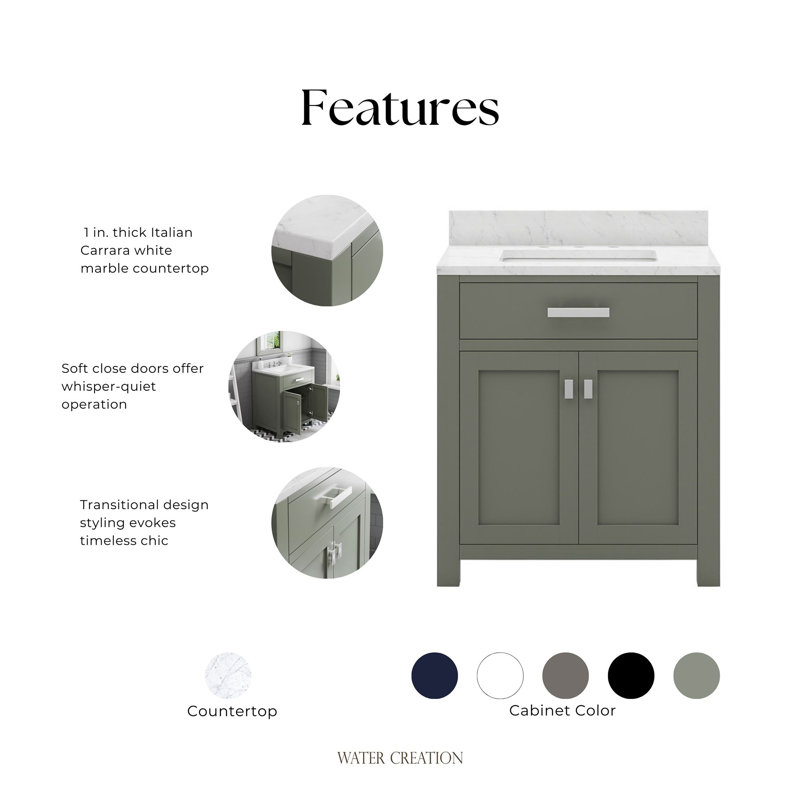 Ensemble de meuble-lavabo simple 30 po Minnetrista, Vert glacial