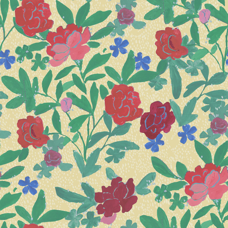 Paule Marrot Floral Wallpaper Double Roll, Wheat