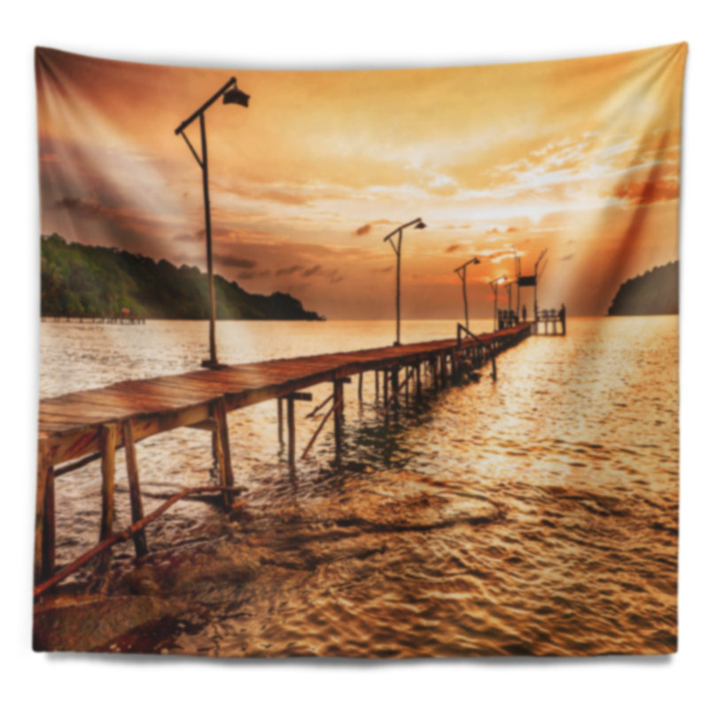 Tapisserie paysage marin sur la mer brune, H 32 po x l 39 po