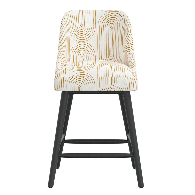Tabouret de bar et de comptoir Gallie, Tabouret de comptoir (hauteur de siège de 27 po), Bois noir, Moutarde, oblong