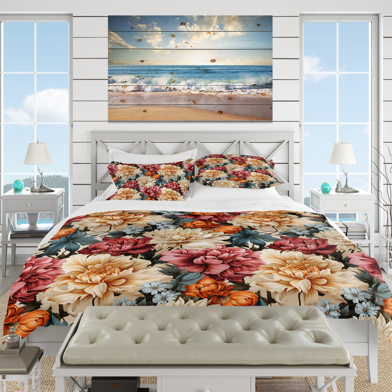 Literie Renaissance Garden Botanical, Housse de couette pour grand lit et 2 taies décor