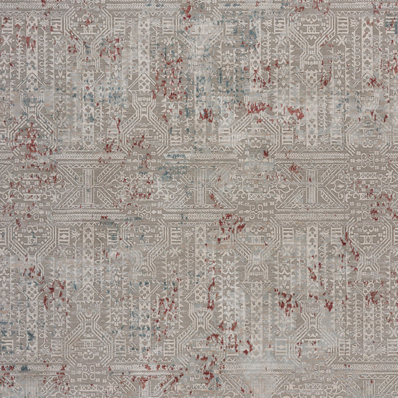 Tapis touffeté à motif abstrait gris, Rectangle 9 pi 6 po x 13 pi