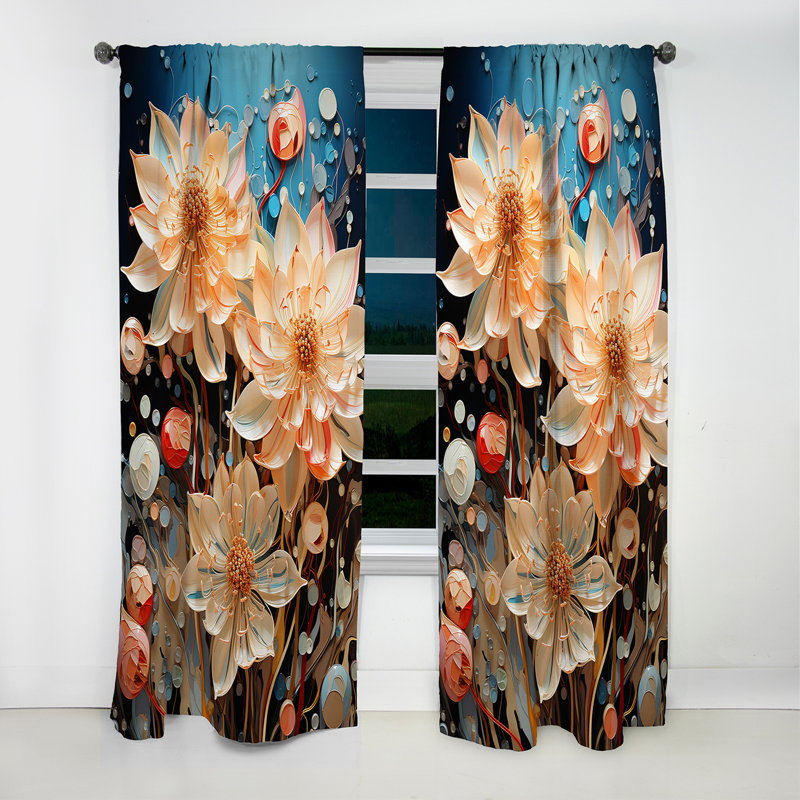 «China Art Graceful Blossoms VI», rideau occultant abstrait - 1 panneau, L 52 po x L 90 po