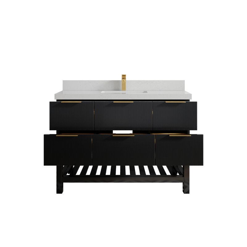 Ensemble de meuble-lavabo simple 48 po Chayil, Quartz de Carrare