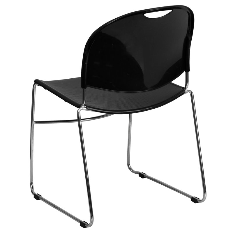 Black Metal Ultra Compact Stacking Reception Chairs, Set of 5
