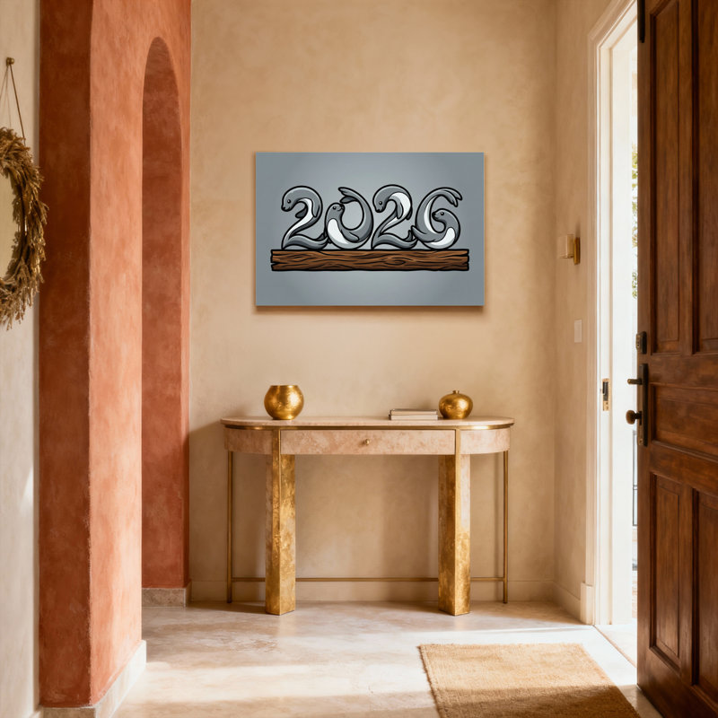 «2026 Snake Numéros», ensemble de 1 reproduction d'art sur toile tendue, H 24 po x l 36 po, Toile tendue, Ne s’applique pas