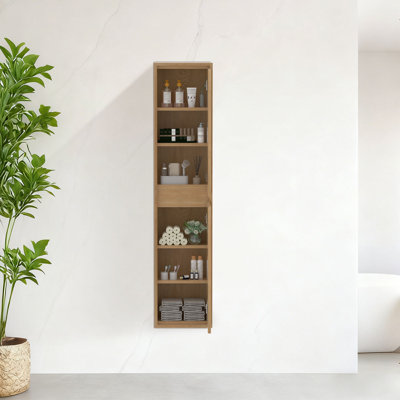 63" Tall Floating Bathroom Side Cabinet, Wall-mounted Storage Cabinet
