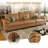 35" Extra Deep 3 Seat Sectional Sofa For Living Room, Oversized Cloud Couch With Washable Movable Covers, Scratch-Resistant Faux Leather In Brown