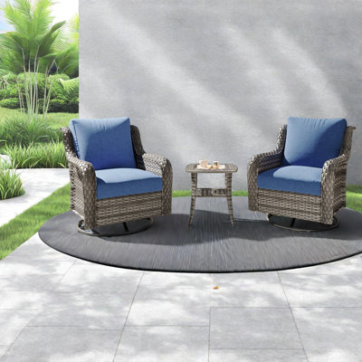 Chaises de patio pivotantes, ensemble de véranda moderne en métal et rotin Pe
