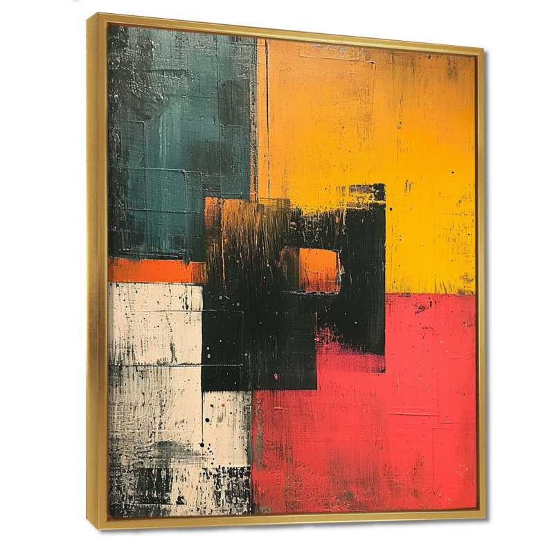 Portail mystique coucher de soleil - impression abstraite murale, salon, Toile avec cadre flottant or