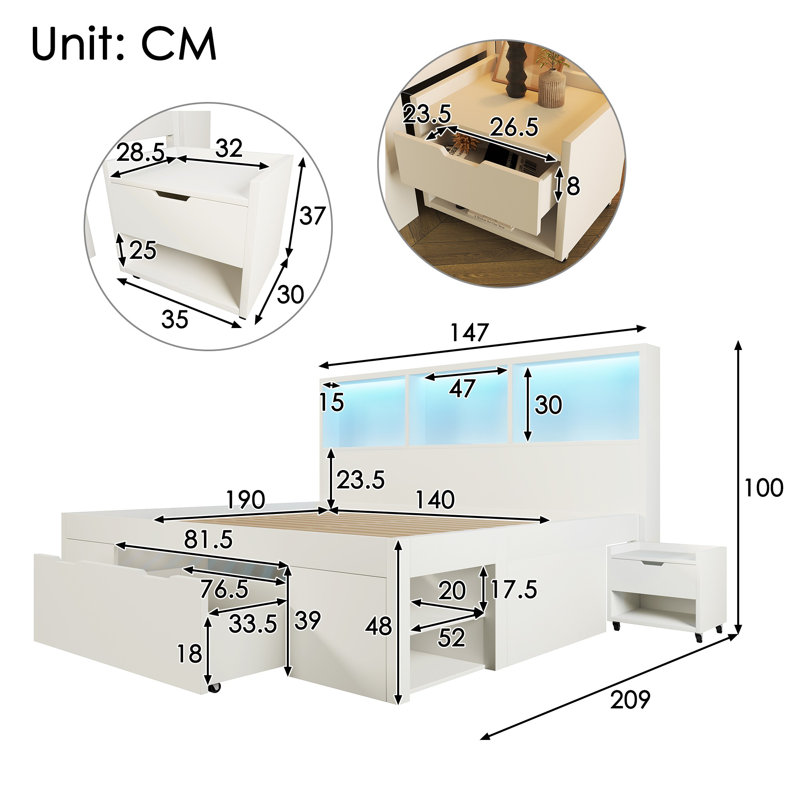 Bed, 140cm*190cm