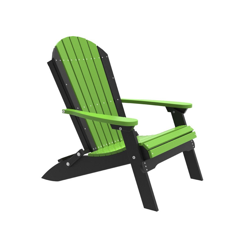 Frederike Foldable Outdoor Adirondack Chair, Lime Green/Black