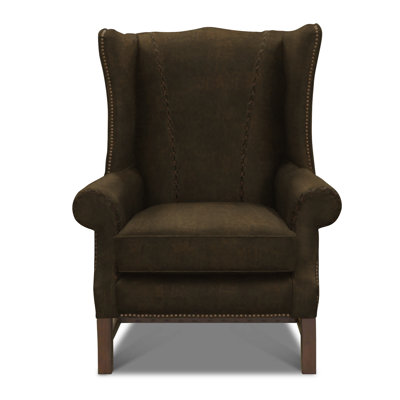 Fauteuil à oreilles en cuir véritable de 36 po de largeur Rodolfo