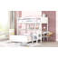 Lit simple superposé au dessus d'un lit double avec bureau, blanc
