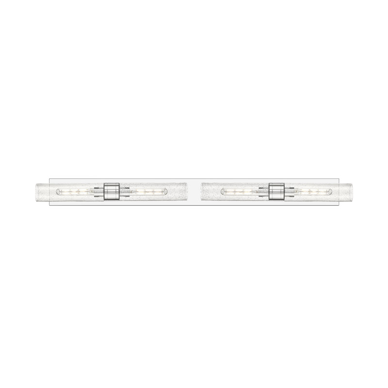 Éclairage pour meuble-lavabo 4 lumières 51 po Ballston - Maliyah - Finition laiton brossé - Abat-jour blanc rayé, Grainé