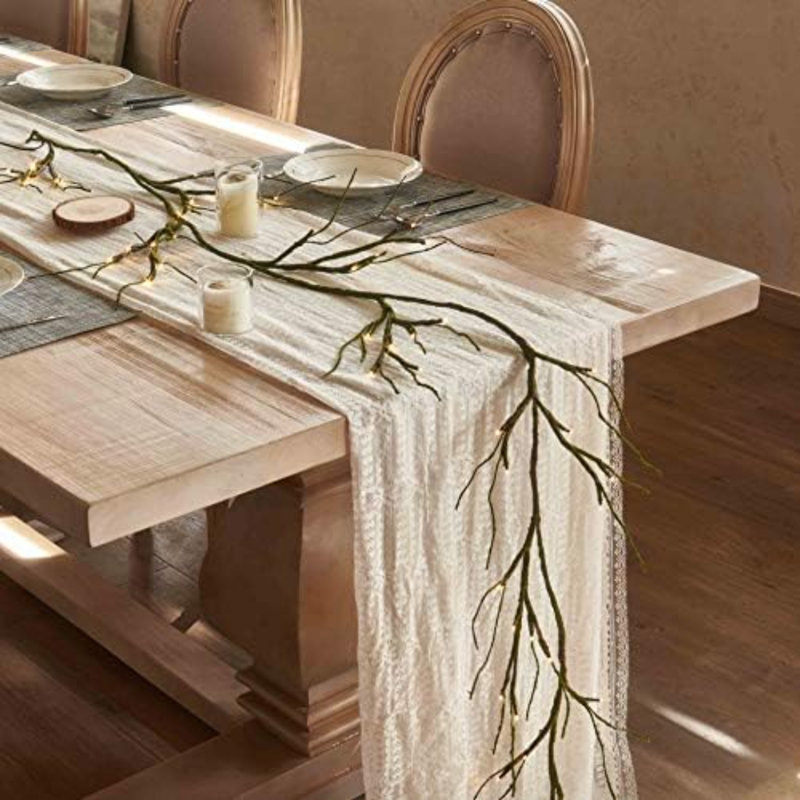 Mossy Garland Lights 6FT 48 LED Battery Operated Lighted Twig Vine With Timer For Halloween Christmas Party Decoration Indoor Outdoor Use