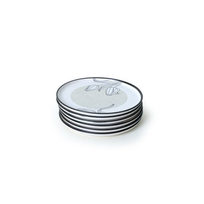 Ensemble d'assiettes à dessert élégantes (6 pièces), blanc mat, 8,7 pouces | 100% grès céramique, antibactérien et écologique | Va au lave-vaisselle et au micro-ondes, facile à nettoyer, ajout élégant à votre expérience culinaire