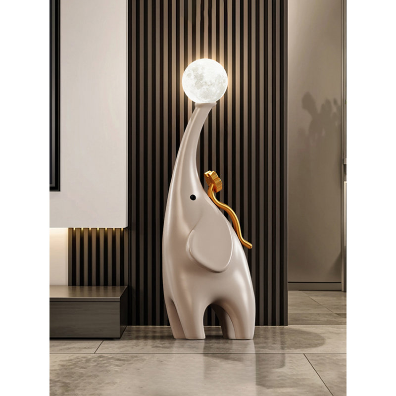 Lampe sur pied simple en résine moderne, Brun