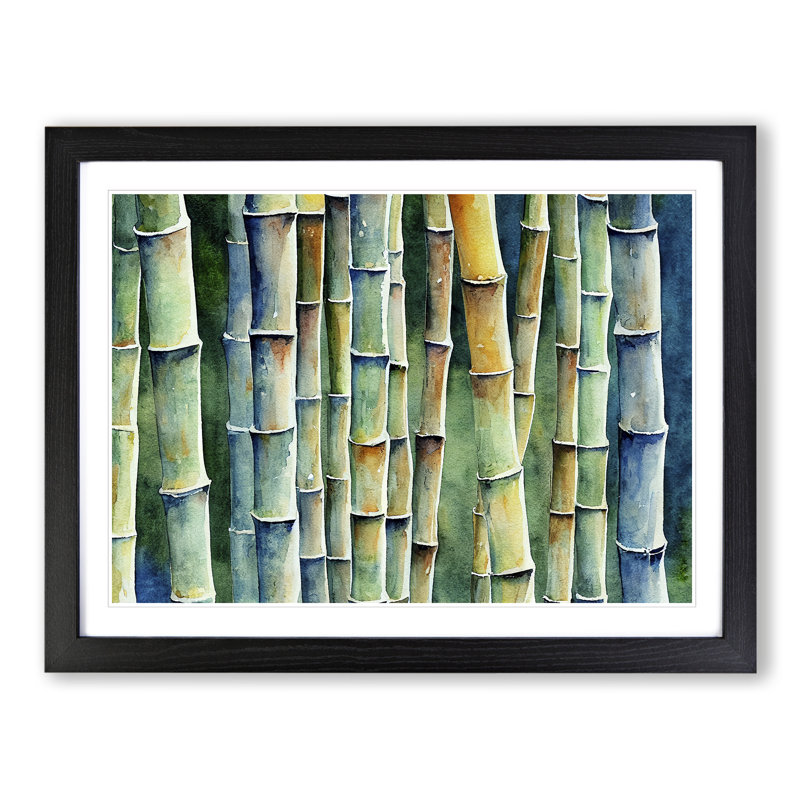 Watercolour Bamboo Forest Vol.2 1 Piece Single Picture Frame Painting, 46cm H x 64cm W x 2cm D, Black Framed