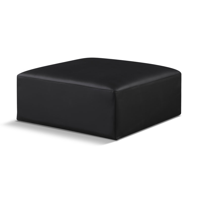 Iyonnie Upholstered Ottoman, Black Vegan Leather