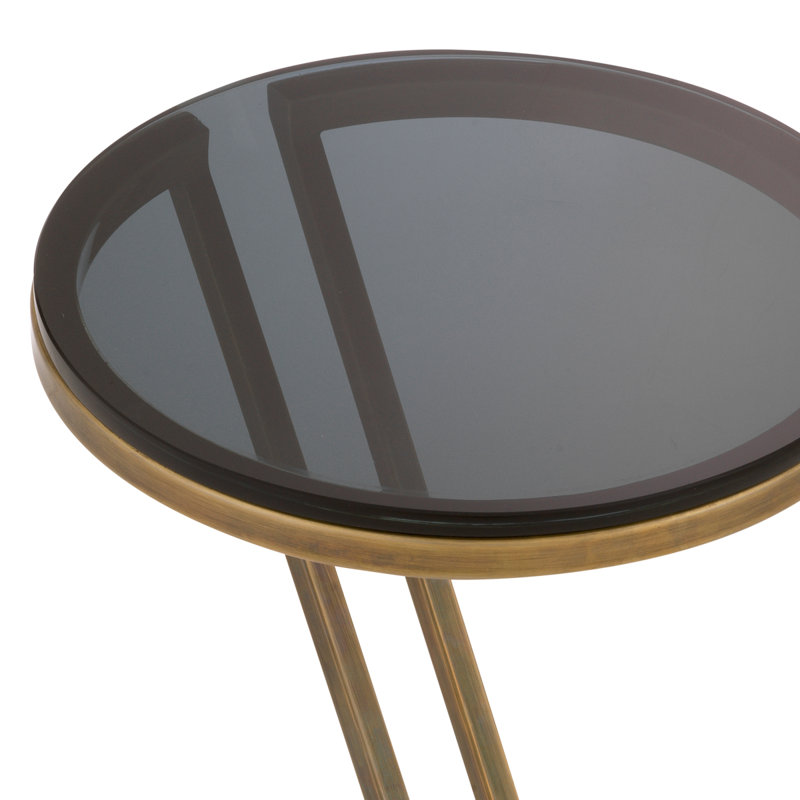 Falcone Glass End Table, Vintage Brass