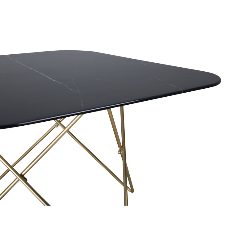 Lancaer 80cm Glass Top Console Table, Black, Brass