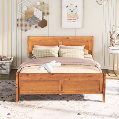 Grand lit en bois avec tête de lit et lattes en bois, structure stable, chêne usé, soutien de l'élégance de la chambre à coucher, finition, rehaussement du décor