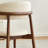 Mid-Century Modern Beige Dining Chairs, Brown Solid Oak Wood Kitchen Chairs for Dining Room, Off White Cotton Linen, No Assembly Required-1257909174