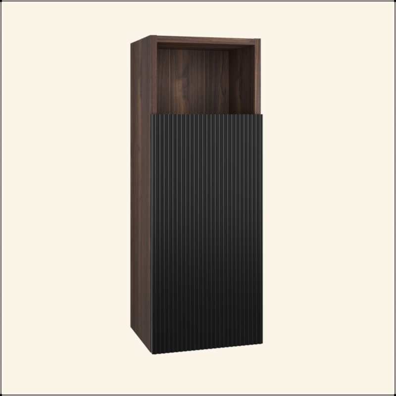 Armoire de rangement murale noire et noyer flottante, armoire de rangement murale pour petits espaces, KD