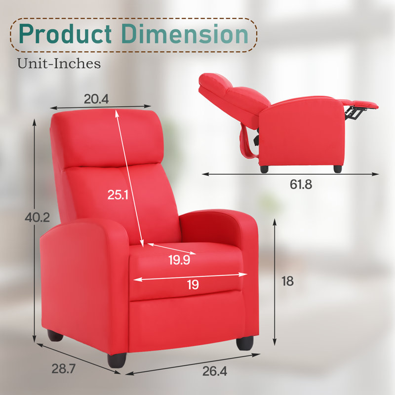 Fauteuil inclinable simple en cuir synthétique PU Fauteuil inclinable manuel Moderne Détente Fauteuil inclinable Mobilier de cinéma maison avec dossier Accoudoir à dossier